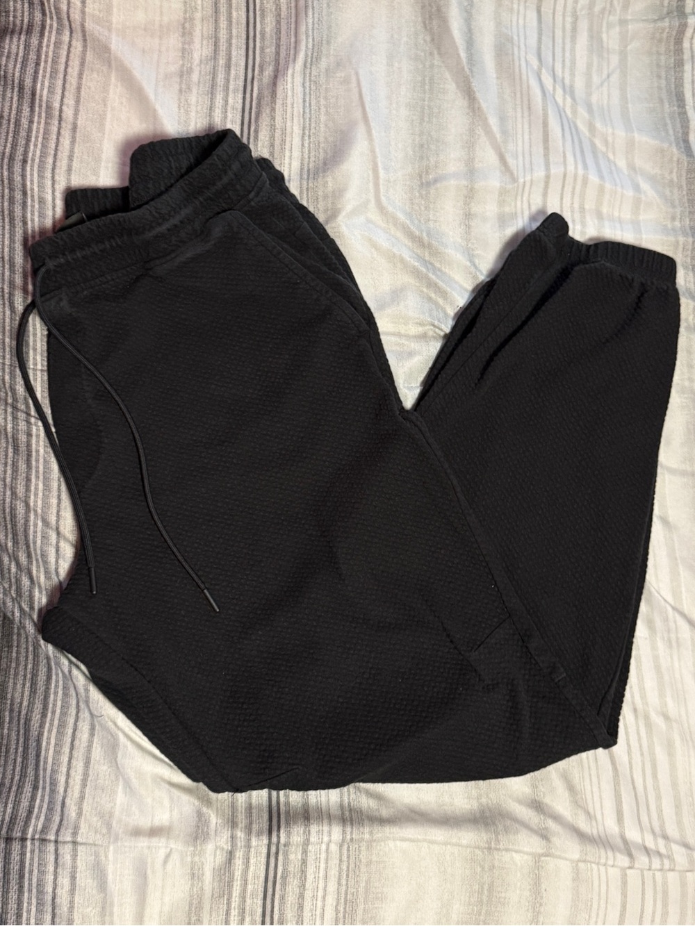 AE Textured Men's Black Knit Jogger Pants